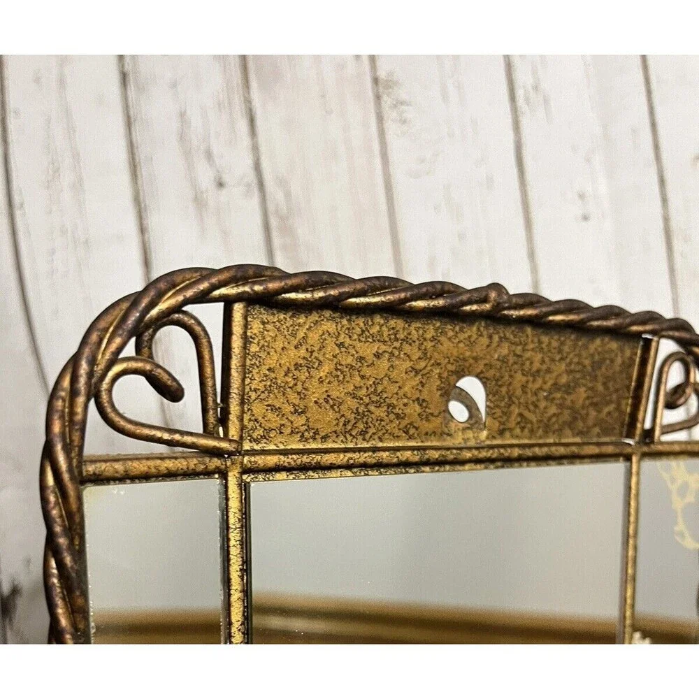 vintage Homco Mirror w gold Metal Frame Hanging or Tabletop decoration mcm